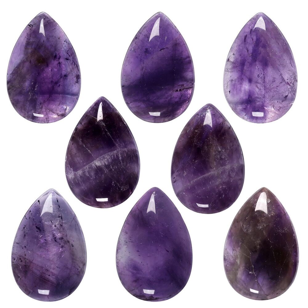 7513 10 PCS Amethyst Teardrop Cabochons Flatback Stone Healing Crystal CAB